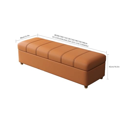 Banc de rangement ottoman en cuir synthétique et cadre robuste - 3