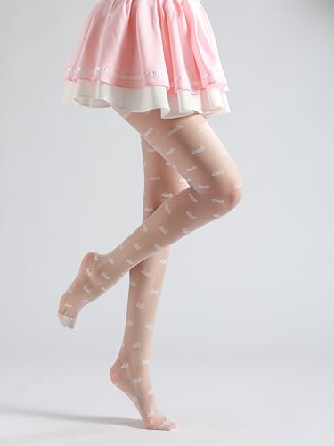 Image of Sahabowi Women Sheer Tights, High Waist Pantyhose, Vintage Control Top Stockings(Patterns Colourful), Pantyhose5