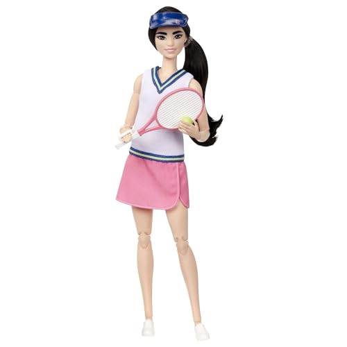 Barbie ​Métiers Poupée Articulée Joueuse De Tennis en Tenue Complète avec Haut Jupe Baskets Et Visière avec Raquette Et Balle Jouet Enfant Dès HKT73 - vue 5