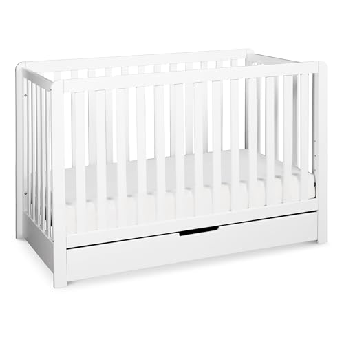 Image of Carter's by DaVinci Colby 4-in-1 Convertible Crib with Trundle Drawer in White, Greenguard Gold Certified, Undercrib Storage