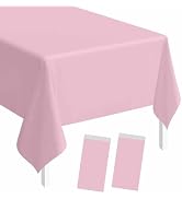 SietDESEO 2 Pack Light Pink Plastic Tablecloth Rectangle 54 x 108 Premium Disposable Table Cloth ...