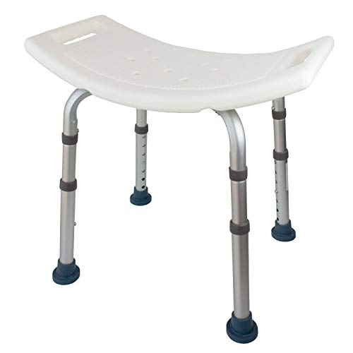 Mobiclinic, Orilla, Silla o taburete de baño, de ducha, ortopédica, aluminio y PVC, altura regulable, respaldo, reposabrazos, conteras antideslizantes