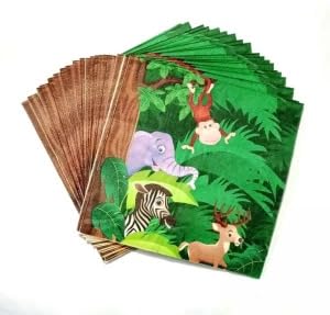 Party Port Animal/Jungle Safari Theme Happy Birthday Tissue Paper Napkins For Birthday & Theme Party Celebrations (Pack of 20) 2