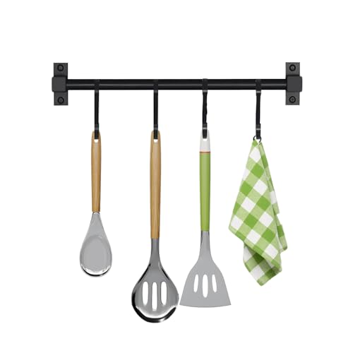 Smallboutique Estante De Riel Colgante Montado En La Pared Para Utensilios De Cocina Gadget Con Ganchos Extraíbles De Aluminio (30cm)