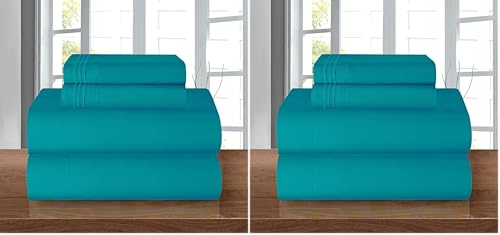 Image of Elegant Comfort Luxury Soft 1500 Premier Egyptian 4-Piece Premium Hotel Quality Wrinkle Resistant Coziest Bedding Set, All Around Elastic Fitted Sheet, Deep Pocket up to 16inch, King, Turquoise