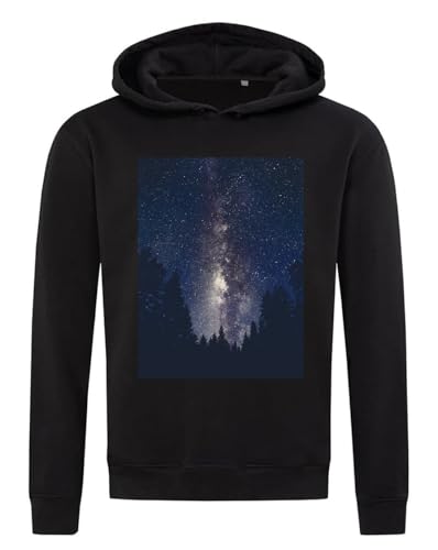Sweat à capuche Milky Way Galaxy Art noir en coton idéal pour vos soirées d'observation étoilée
