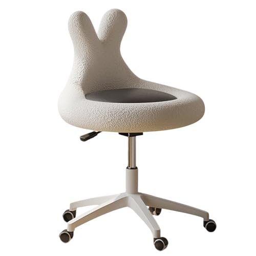 Silla giratoria de tocador – Taburete de maquillaje de altura ajustable de 360° con respaldo bajo para sala de estar, dormitorio, oficina y estudio
