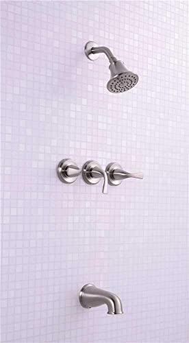 Premier 3552595 Sanibel Three-Handle Tub & Shower Faucet, Brushed Nickel, 7.48" X 7.48" X 7.48" #TOP3
