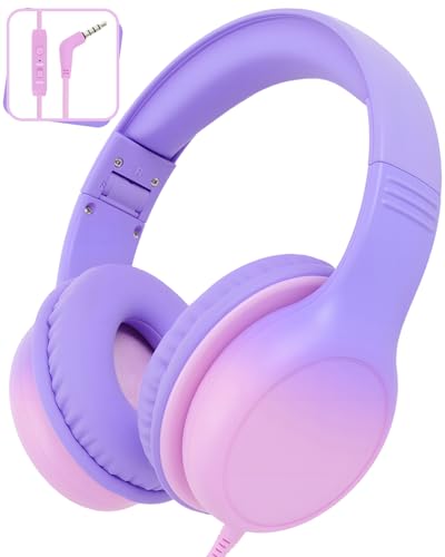 Aechorhy Over Ear Kids Headphones with HD Mic, Safe Volume...