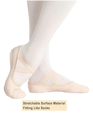 Daydance Beige Elastic Canvas Ballet Shoes/Slippers for Women, Girls4