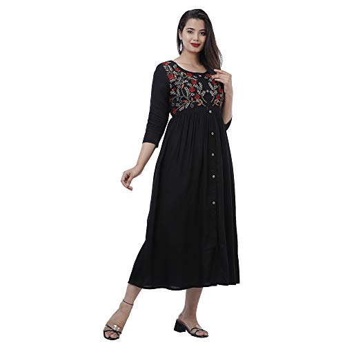 Image of DMP FASHION Women' s Rayon Classy Embroidery Work Flared Kurta