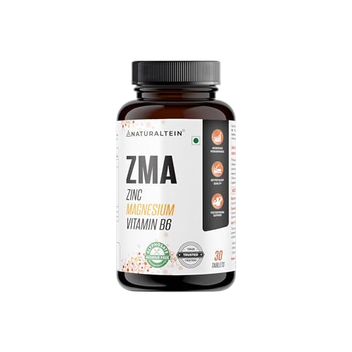 Image of NATURALTEIN ZMA Tablets - Zinc Magnesium Vitamin B6 Supplement | 30 Veg Tablets | Sports Recovery & Daily Performance | Muscle Strength, Better Sleep & Faster Recovery
