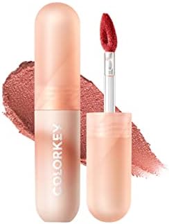 COLORKEY Velvety Mousse Fluffy Lip Mud, Matte Lipstick Long Lasting Smooth Velvet Lip Stains Lip Tint Beauty Lips Makeup | Mud Texture, Sunset Warm Colors, Microbow 10° Fluffy Lip Brush (O114 Wheat Wave)