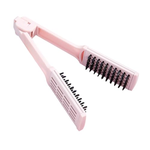 Healeved Cepillo Alisador de Pelo V Peine de Compacto Herramienta y Rizar Peine Portátil para del Cabello Color Rosa