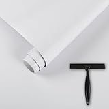 Klebefolie Möbel Weiß Matt Möbelfolie Selbstklebend 30x200cm Inklusive Toolkit Wasserdichte Tapete Selbstklebende Weiss Folie für möbel küchenschränke,Wand Tischplatten Schutzfolie DIY Dekorfolie