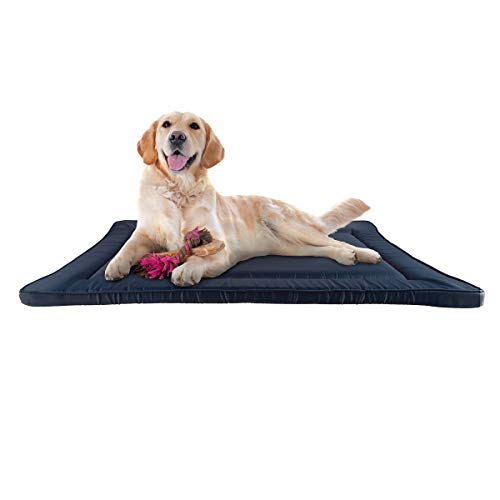 Petmaker Waterproof Dog Bed – 38.75×25 Large Crate Mat (Navy)