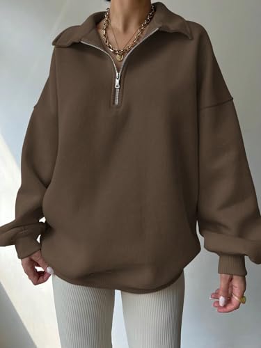 Image of SXV STYLE Half-Zip Pullover Sweatshirt, Oversized Fit