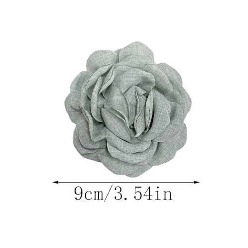 Image of Dainty Fabric Peony Flower Brooches Pin Delicate Camellia Flower Brooch Classic for Women Wedding Party Dance Banquet Elegant Lapel Pins Dress Suit Ceremony Clothes Accessories Jewelry Gifts 100mm