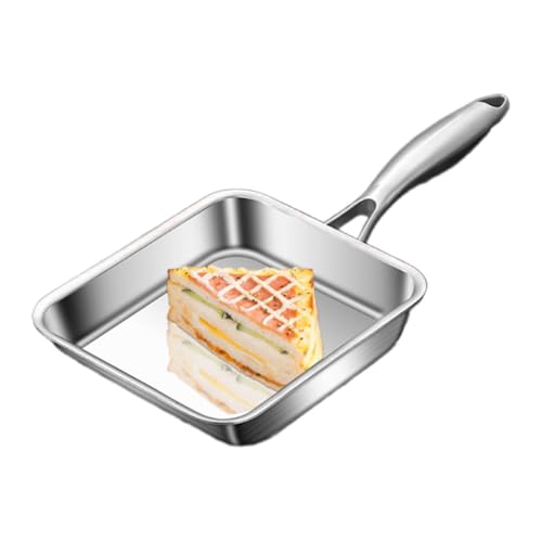 Sghtil Sartenes antiadherentes, sartenes con revestimiento antiadherente, sartén cuadrada de acero inoxidable de 3 capas con sartén antiadherente, sartén de hierro profundo, utensilios de cocina,