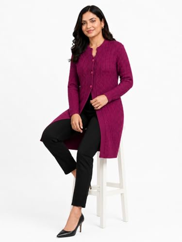 Image of HAUTEMODA Women's Wool Banded Collar Cardigan