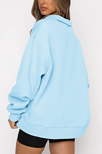 Smeng Womans Winter Sweater Thermal Sweatshirts For Women Loose Fit Oversized Big Girls Top Trendy Crewneck Sweatshirts For Women Sky Blue Medium #TOP1