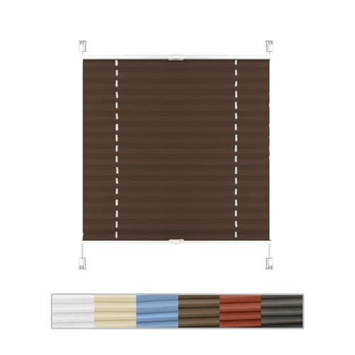 plissees zum kleben, 100 x 130 cm UV-Schutz Sonnenschutz, Plissee Rollo Jalousie Klemmfix ohne Bohren, für Fenster & Balkontür, Taupe