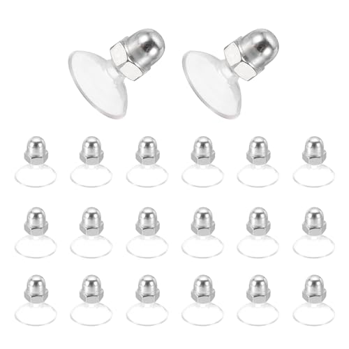 PATIKIL Suction Cups with M6 x 6 Screws Nut 0.8"(20mm) Clear PVC 20 Set