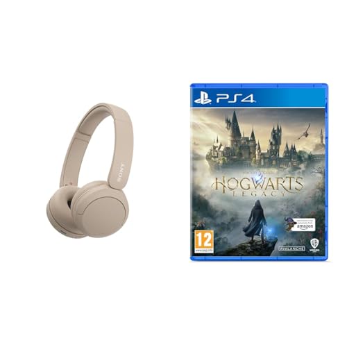 Sony WH-CH520 Wireless Bluetooth Headphones - up to 50 Hours Battery Life with Quick Charge, On-ear style - Beige & Hogwarts Legacy PS4 (Amazon Exclusive)