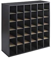 Safco Merchandise Wooden Mail Sorter 7766GR, Black, Outsized Envelopes, 36 Compartments, Laminate End