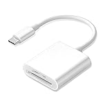 USB C SD Card Reader, Type C Card Reader with Dual Slot Memory Card Reader Trail Camera Viewer USB C to SD Card OTG Adapter for iPhone 15 16/iPad/MacBook/Mac, and More Type-C Devices, Plug and Play