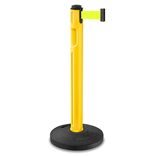 Amazon Crazy 🔥 Deals Lavi Industries 80-5000R/YL/FY Tempest Outdoor Stanchion with 12' Retractable Belt, Yellow with Yellow Belt