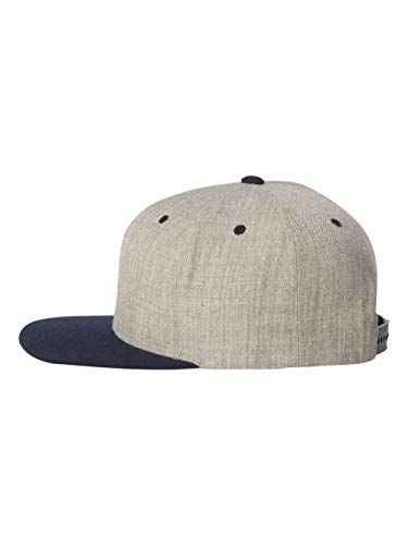 Yupoong - Wool Blend Flat Bill Snapback Cap - 6089M Heather/Navy