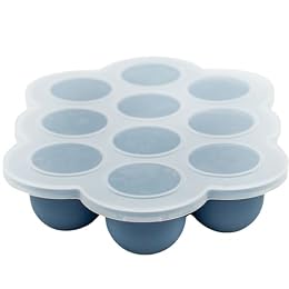 WeeSprout Silicone Baby Food Freezer Tray with Clip-on Lid - Perfect Storage Container for Homemade Baby Food, Vegetable & Fruit Purees, and Breast Milk (Navy, Ten 1.5 Ounce Sections)