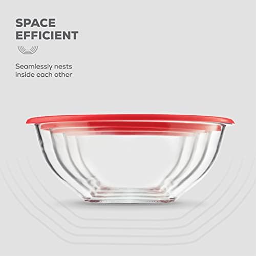 Superior Glass Mixing Bowls Set with Lids - 8-Piece with BPA-Free lids, Space-Saving Nesting Bowls - Easy Grip & Stable Design for Meal Prep & Food Storage - For Cooking, Baking - Thumbnail 2