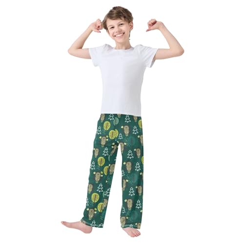ZZXXB Hedgehog and Trees Boys Long Pants Soft Trousers Elastic Waist Kids Lounge Bottoms with Pockets S-XL2