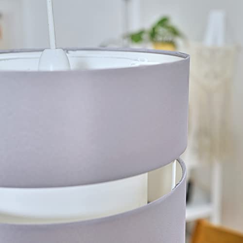 MiniSun | Modern 2 Tier Ceiling Light Shades in a Grey Finish | Pendant Lights, Home DƩcor & Improvement Essential | Set of 2 | 260mm Shade Width