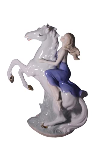 Lady On The Horse-Multi Colours Hand Crafted And Decorated Fine Chinese Porcelain, Figurine Hp030C #TOP1