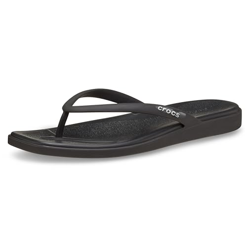 Crocs Womens Miami Flip Flops Black 8 Medium