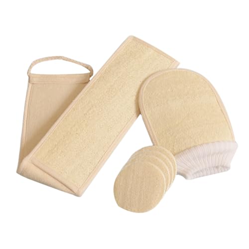 Esponjas de luffa exfoliantes de baño con guante de luffa natural y rodajas para spa
