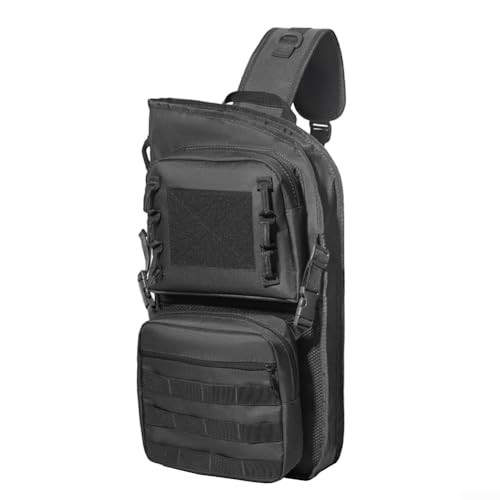 Bolso de hombro para entrenamiento al aire libre, estilo mochila cruzada con cierre de gancho y cincha, para mochila de nailon de un solo hombro para hombres (negro)