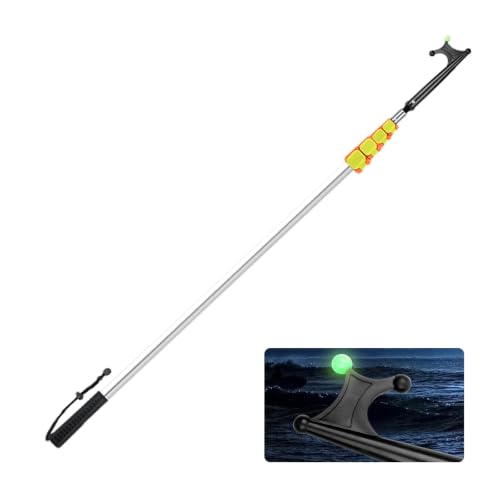 DJPHOFS Bicheros Pértiga Marina Retráctil para Atracar con Luz Fluorescente, Telescástica, Resistente Ganchos De Atraque para Barcos Fácil De Usar(Silver,2.4m/7.9'/94.5')