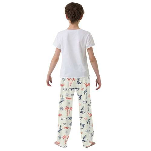 ZZXXB Alligator Palm Tree Boys Long Pants Soft Trousers Elastic Waist Kids Lounge Bottoms with Pockets S-XL3