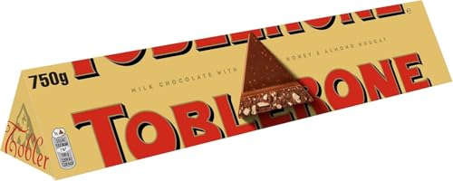 Toblerone Milk Chocolate Bar with Honey & Almond Nougat 750 g (1-Pack)