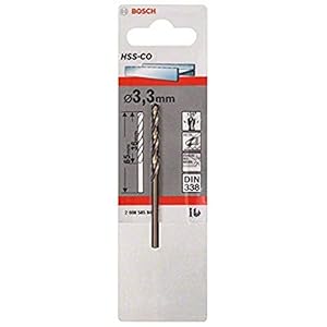Bosch Professional 2608585844, HSS-Co Metal Drill Bit (stainless steel, 3.3 x 36 x 65 mm, accessory drill driver), Gold