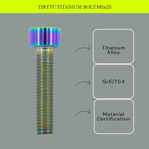 Image of M5x25 Titanium Bolts, Colorful, 4PC | Lightweight Design, Ideal for Humid /Salty Environments, Socket Head Hex Key No Washer, MTB /Road Bike Stem Bolts