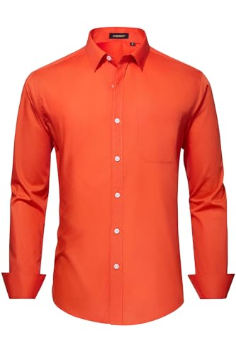 Image of HISDERN Mens Dress Shirts Long Sleeve Button Down Casual Shirts for Men Inner Contrast Formal Business Tuxedo Wedding Shirt
