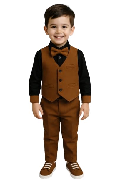 Boys Cotton Spandex Full Sleeve Shirt, Waistcoat & Pant Set with ...