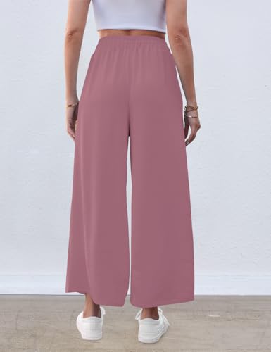 Image of ZJCT Wide Leg Palazzo Pants for Women Summer Beach Pants Flowy Loose Casual Lounge Pajama Yoga Pants with Pockets