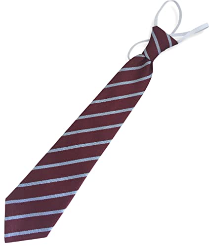 Kids Matilda Burgundy & White Stripe Elastic School Tie Fancy Dress