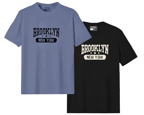 Image of JUGULAR Men's Half Sleeve Cotton Printed Combo Tshirt (Pack of 2)